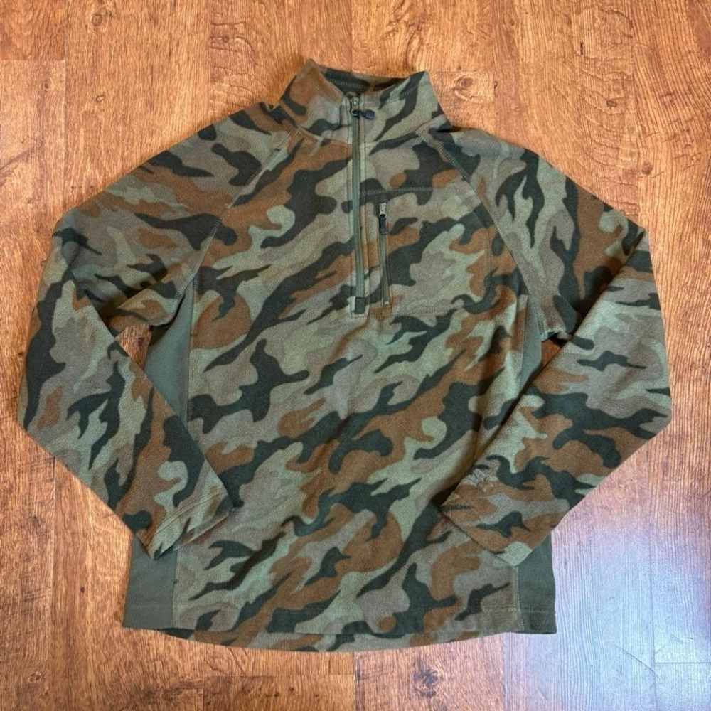 VINTAGE y2k Starter multi green camo‎ fleece 1/4 zip up jacket